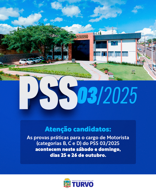 Provas práticas para cargos de Motorista do PSS 03/2025 acontecem neste fim de semana em Turvo